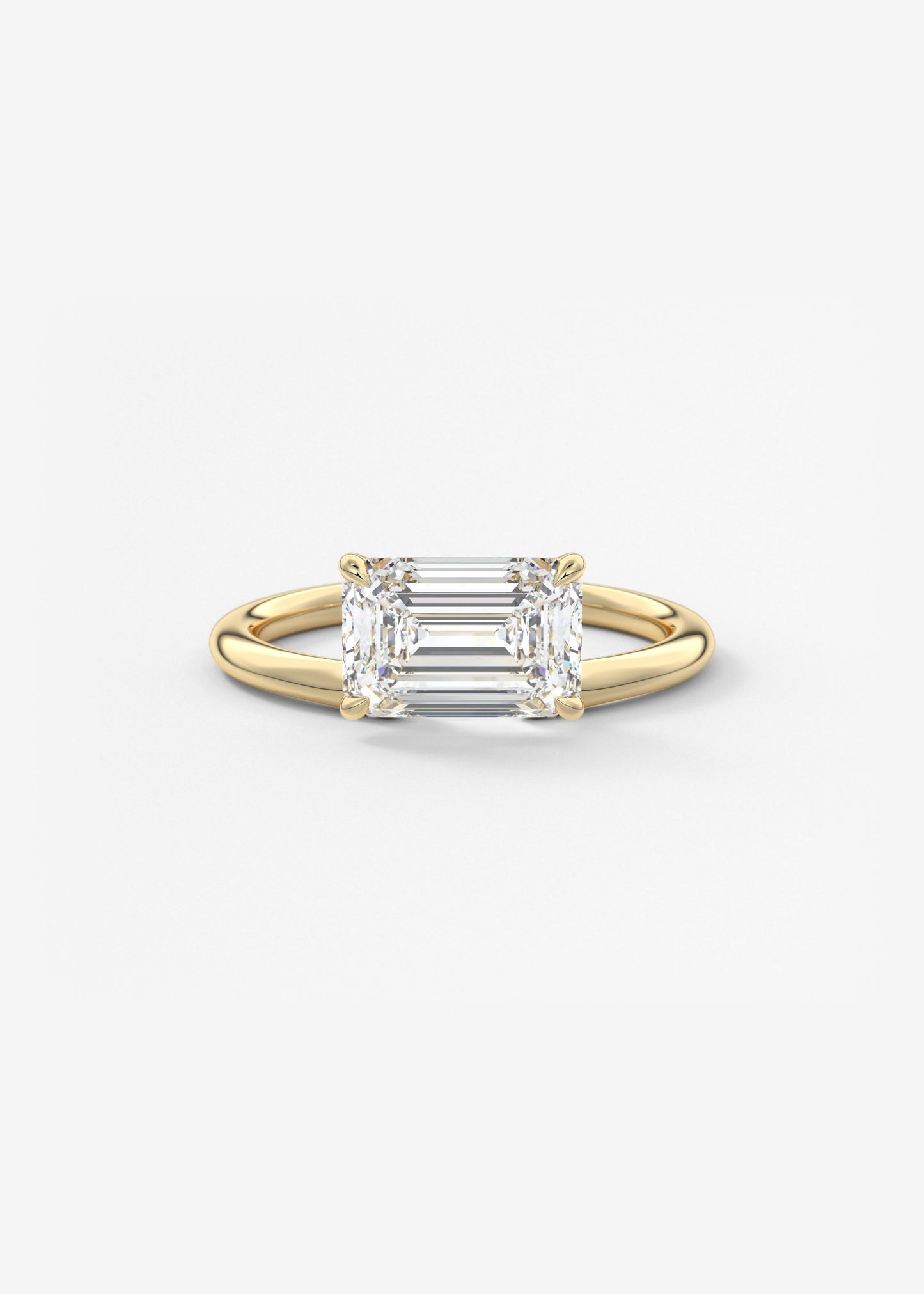 Emerald Solitaire Lab Grown Diamond Engagement Ring