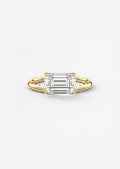 Emerald Solitaire Lab Grown Diamond Engagement Ring