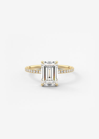 Emerald Pave Lab Grown Diamond Engagement Ring