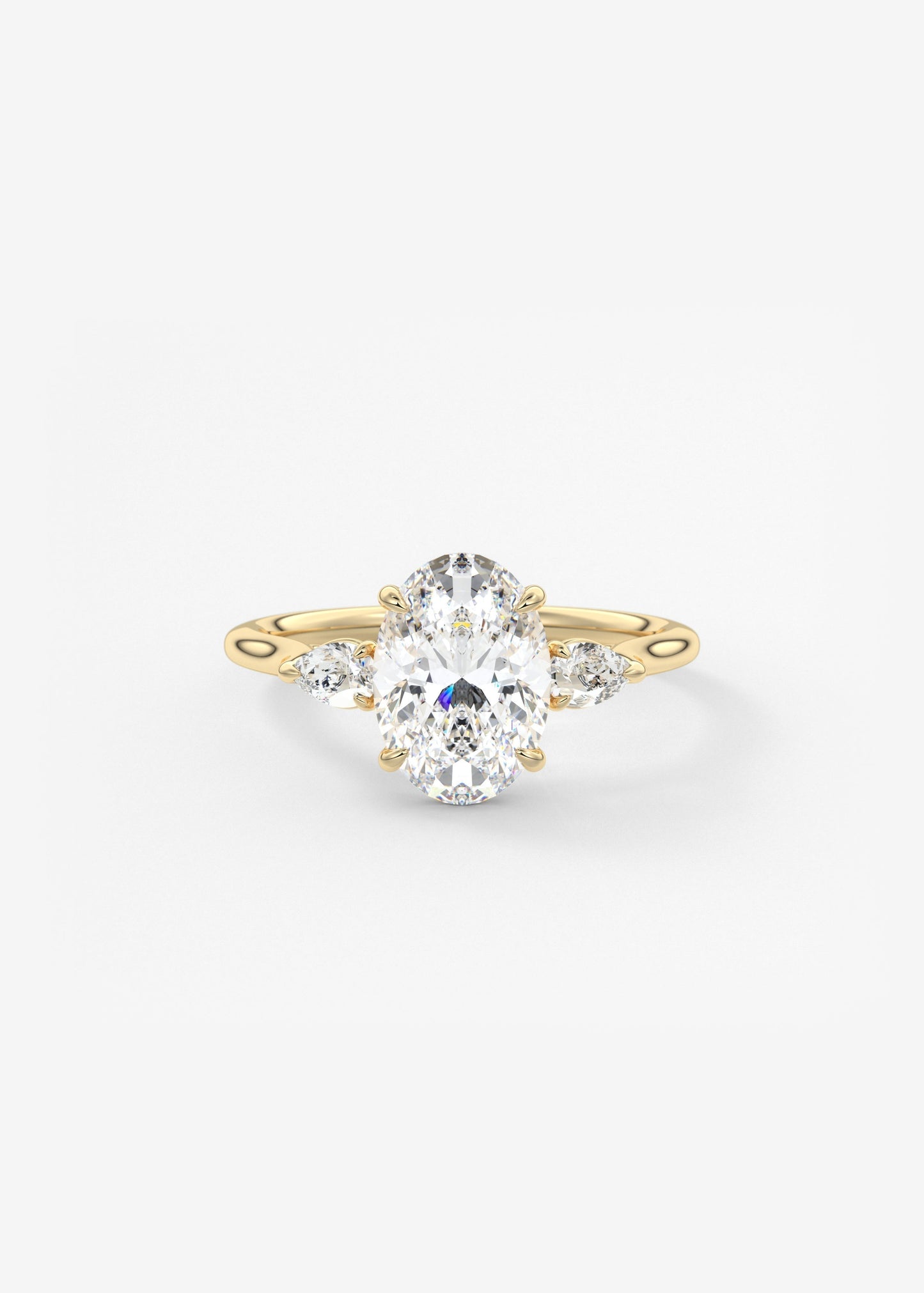 Oval Three Stone Lab Grown Diamond Engagement Ring