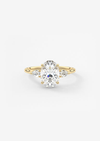 Oval Three Stone Lab Grown Diamond Engagement Ring