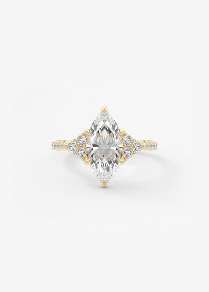 Marquise Cluster Lab Grown Diamond Engagement Ring