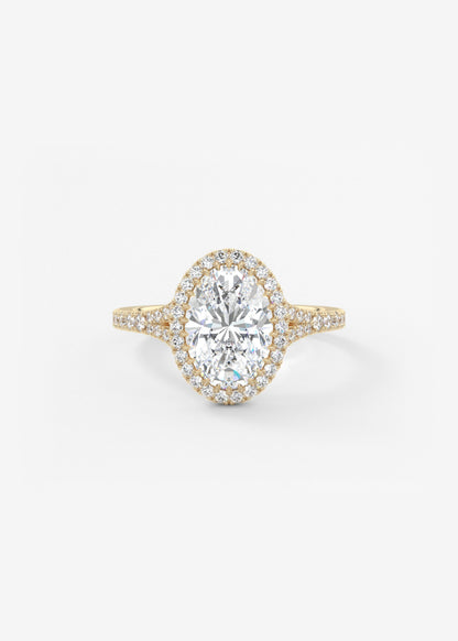 Oval Halo & Pave , Split Shank Lab Grown Diamond Engagement Ring