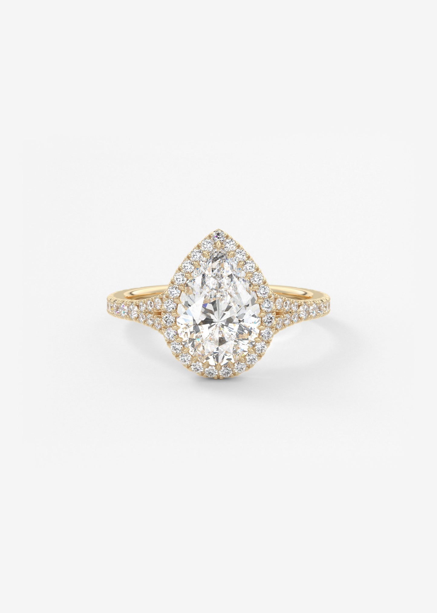 Pear Halo & Pave , Split Shank Lab Grown Diamond Engagement Ring