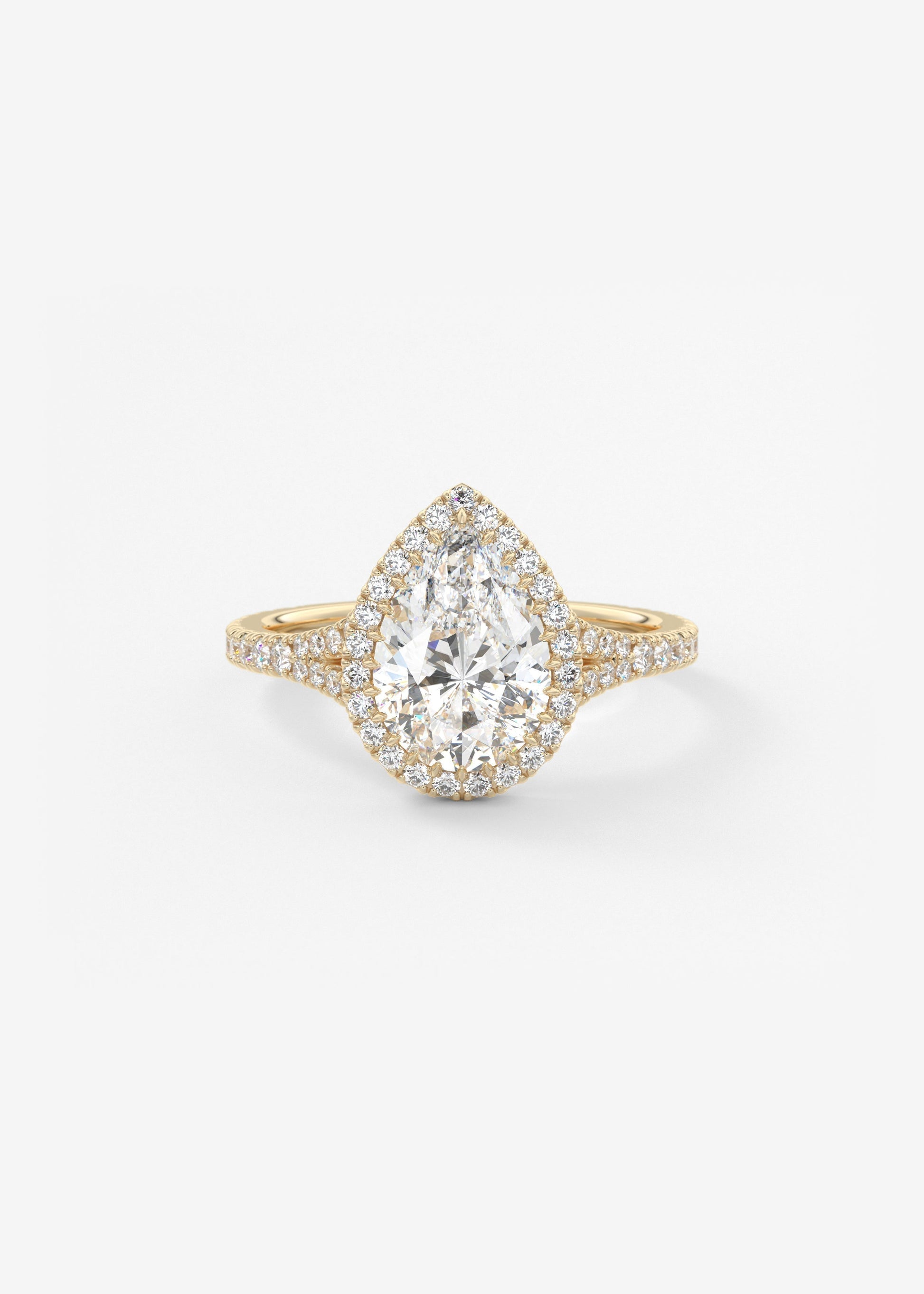 Pear Halo & Pave , Split Shank Lab Grown Diamond Engagement Ring