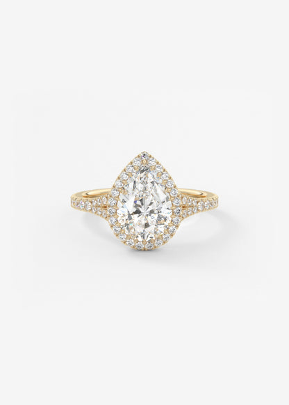Pear Halo & Pave , Split Shank Lab Grown Diamond Engagement Ring