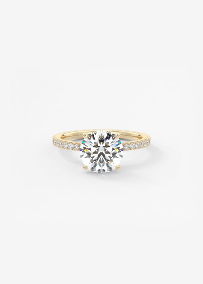 Round Pave Lab Grown Diamond Engagement Ring