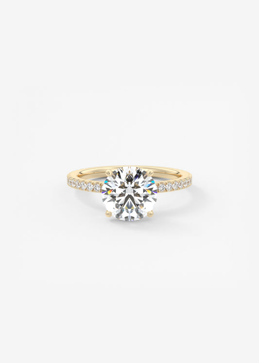 Round Pave Lab Grown Diamond Engagement Ring