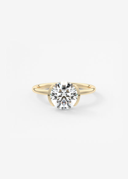 Round Half Bezel Lab Grown Diamond Engagement Ring