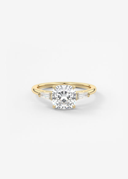 Cushion Three Stone Lab Grown Diamond Engagement Ring
