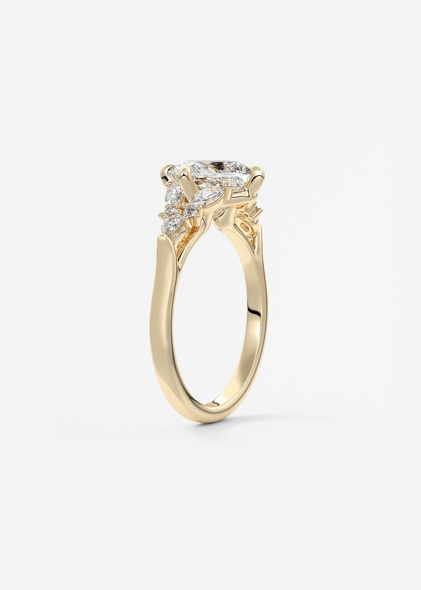 Princess Cluster Lab Grown Diamond Engagement Ring