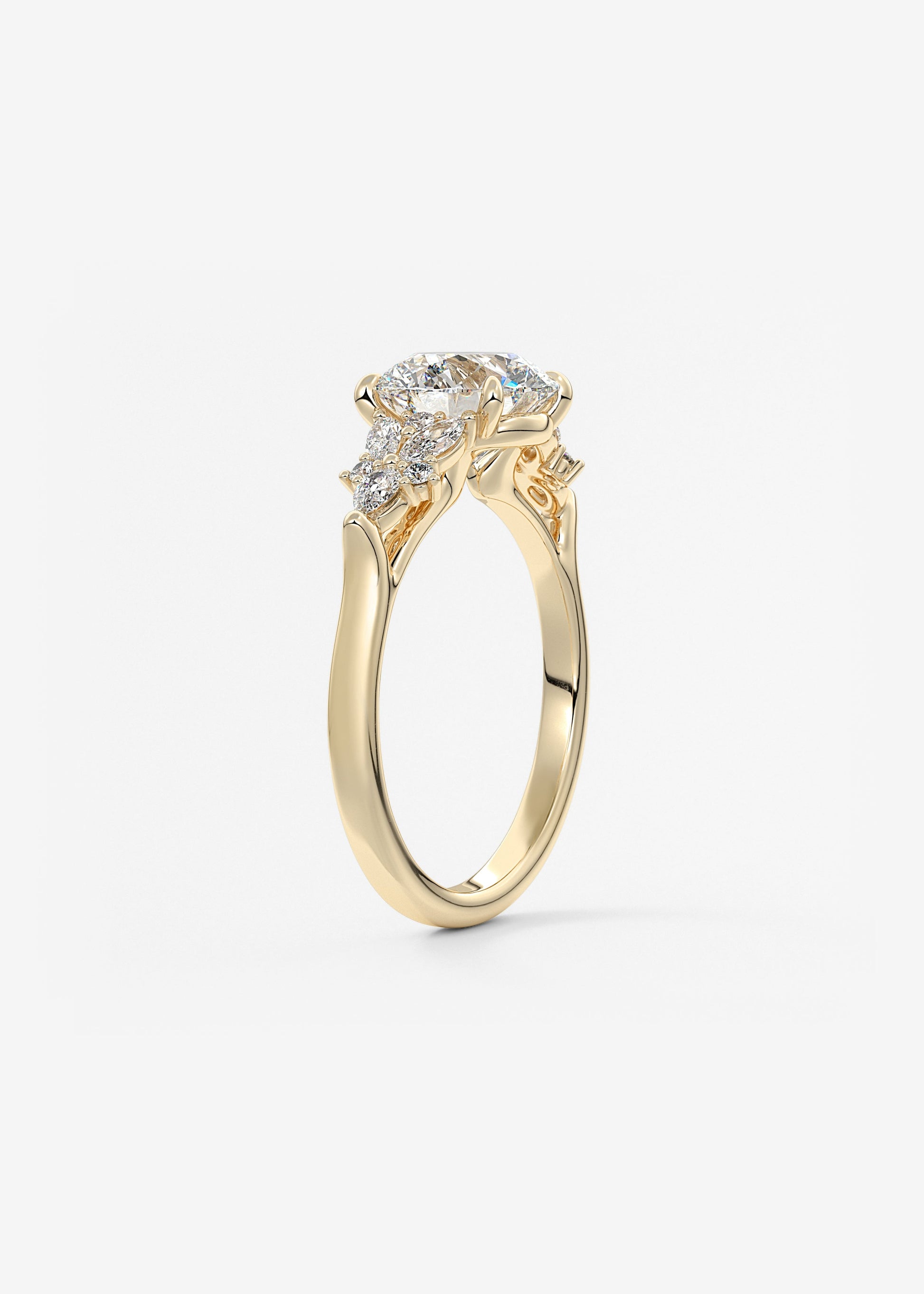 Round Cluster Lab Grown Diamond Engagement Ring