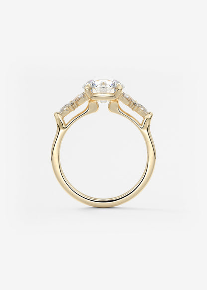 Round Cluster Lab Grown Diamond Engagement Ring