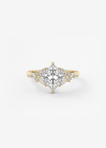 Princess Cluster Lab Grown Diamond Engagement Ring