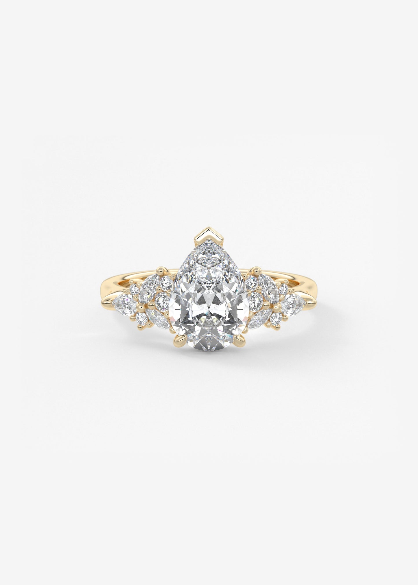 Pear Cluster Lab Grown Diamond Engagement Ring