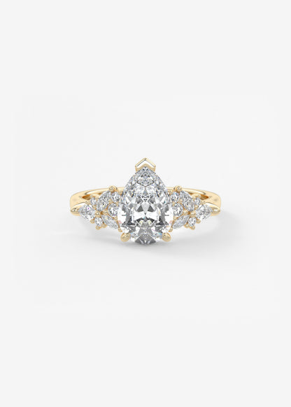 Pear Cluster Lab Grown Diamond Engagement Ring