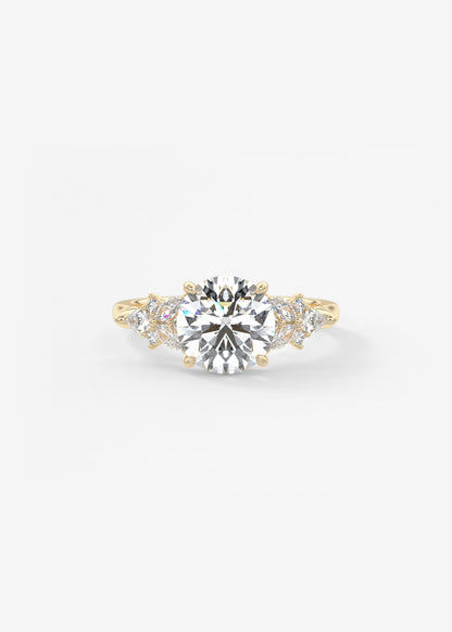 Round Cluster Lab Grown Diamond Engagement Ring