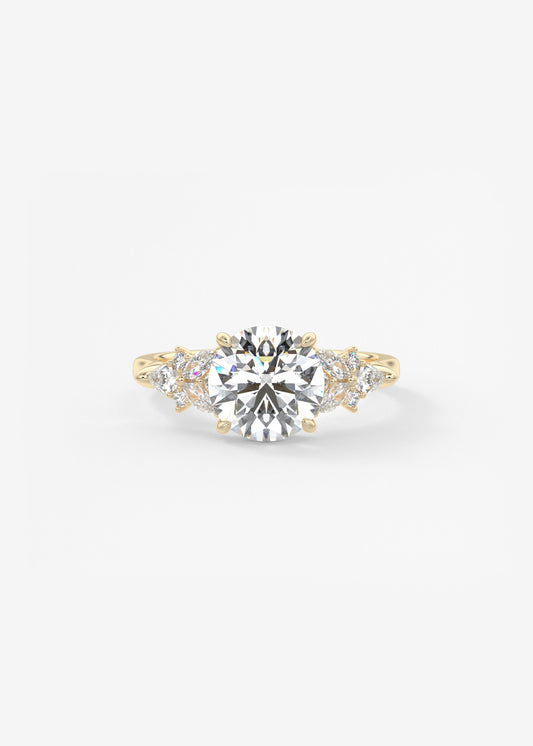 Round Cluster Lab Grown Diamond Engagement Ring