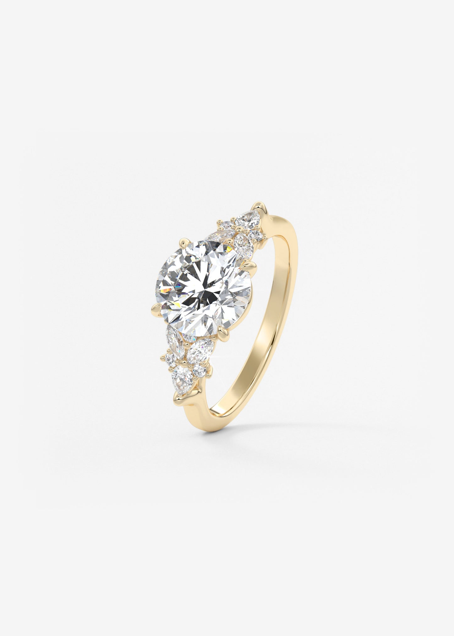 Round Cluster Lab Grown Diamond Engagement Ring