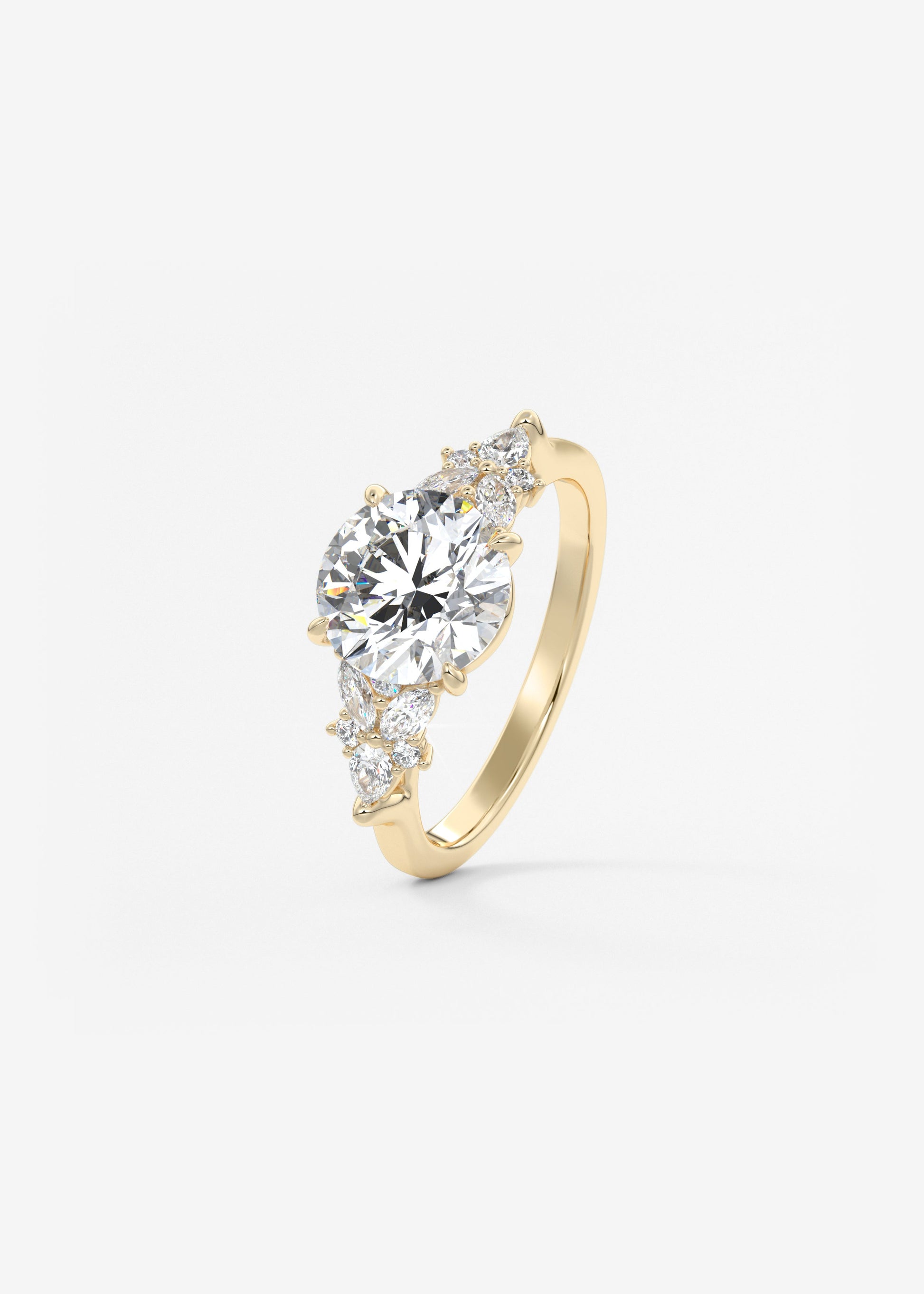 Round Cluster Lab Grown Diamond Engagement Ring