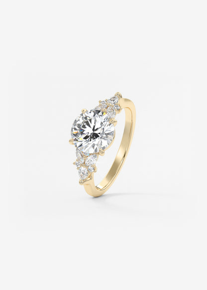 Round Cluster Lab Grown Diamond Engagement Ring