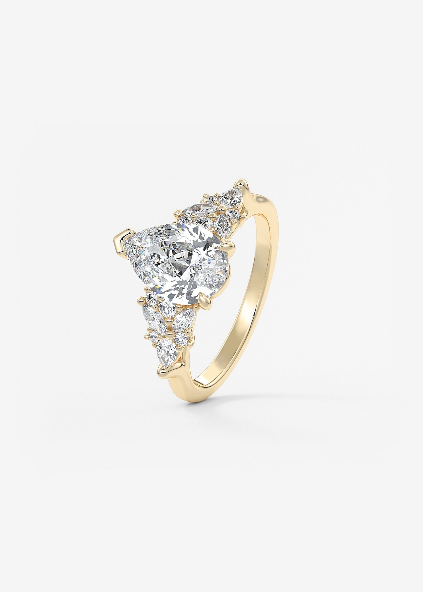Pear Cluster Lab Grown Diamond Engagement Ring