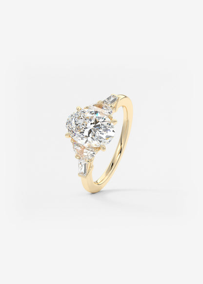 Oval Cluster Lab Grown Diamond Engagement Ring