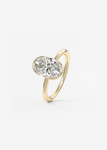 Oval Half Bezel Lab Grown Diamond Engagement Ring