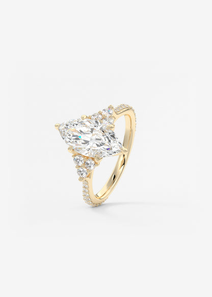 Marquise Cluster Lab Grown Diamond Engagement Ring