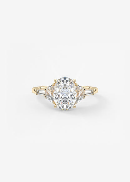 Oval Cluster Lab Grown Diamond Engagement Ring
