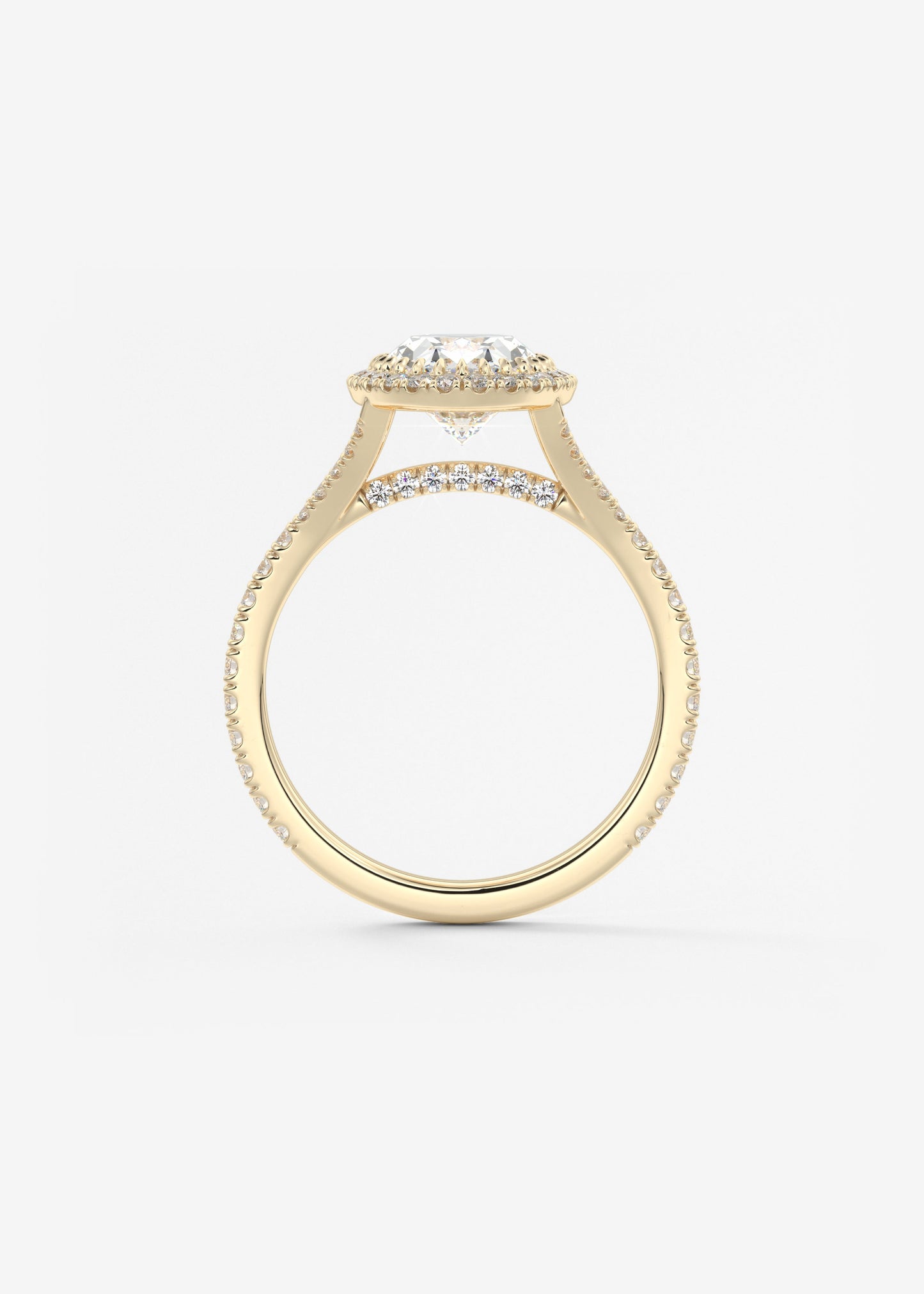 Oval Halo & Pave , Split Shank Lab Grown Diamond Engagement Ring