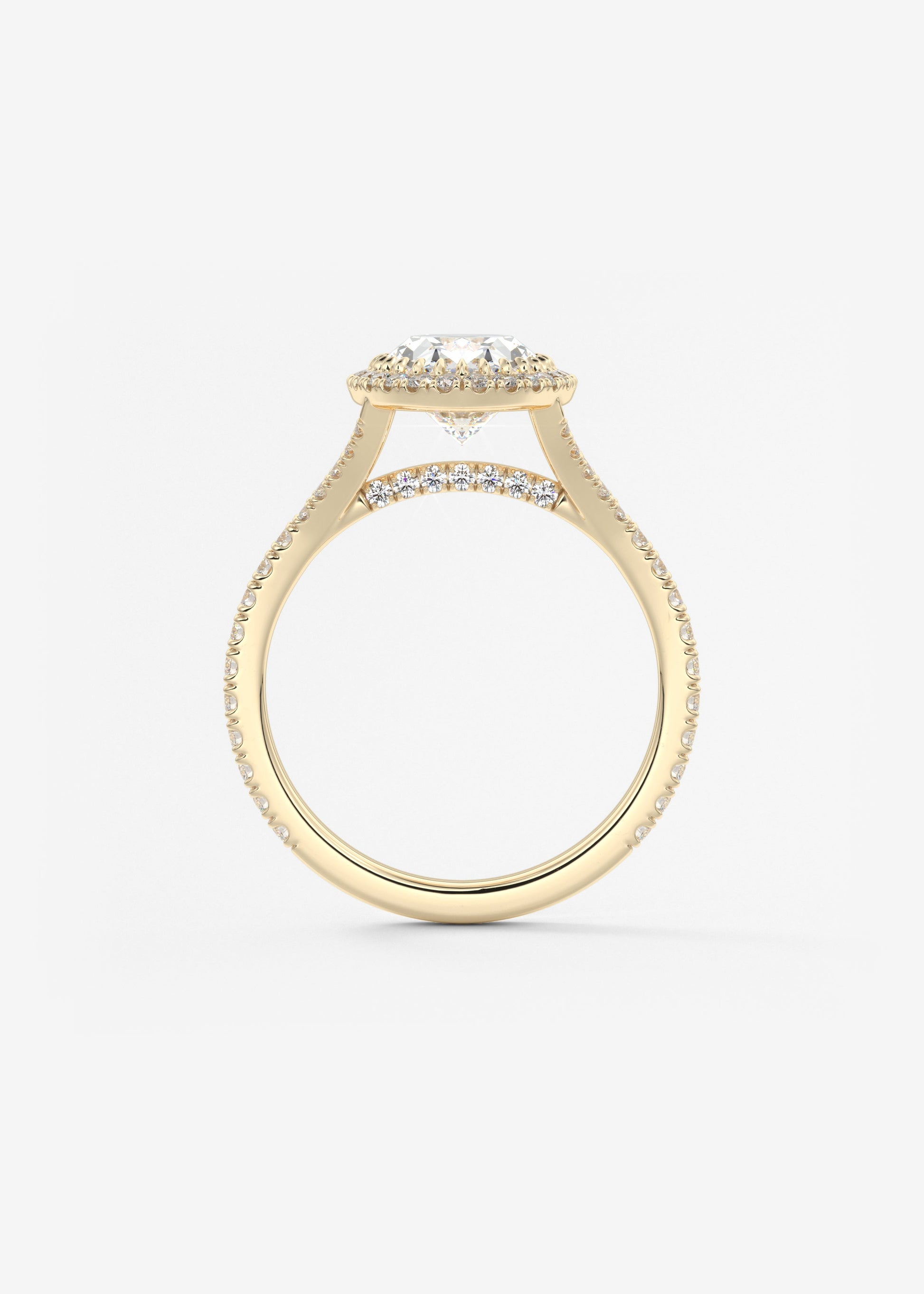 Oval Halo & Pave , Split Shank Lab Grown Diamond Engagement Ring