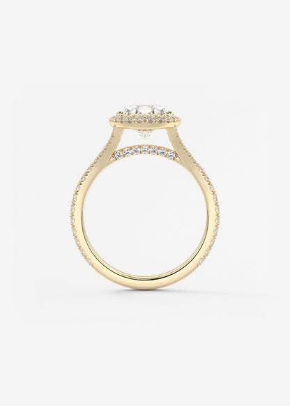 Oval Halo & Pave , Split Shank Lab Grown Diamond Engagement Ring