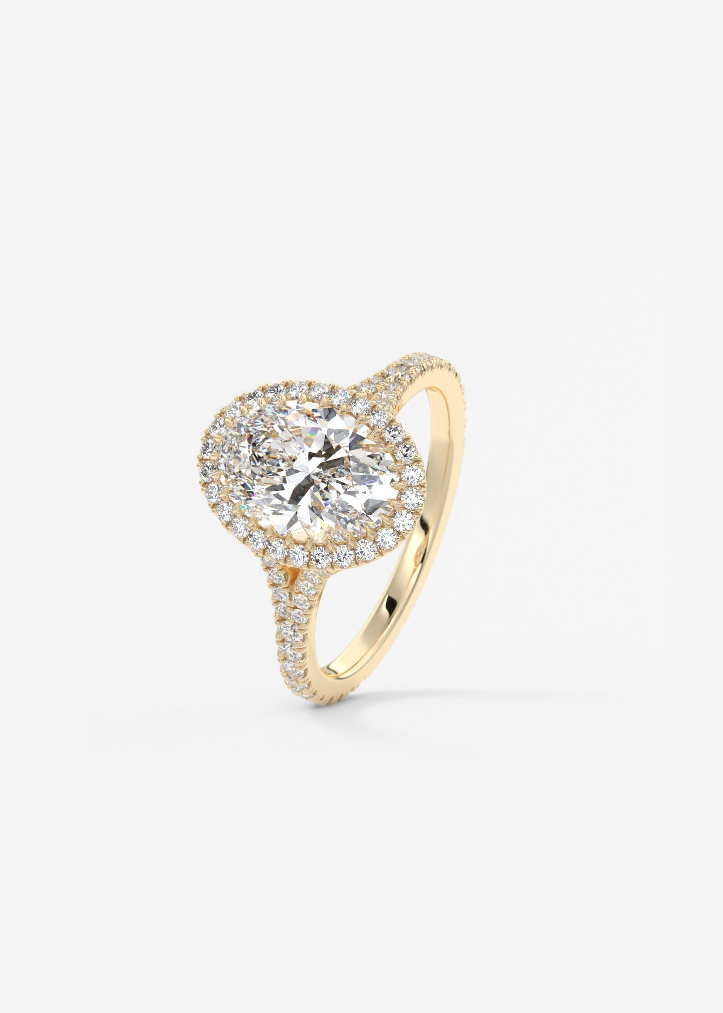 Oval Halo & Pave , Split Shank Lab Grown Diamond Engagement Ring