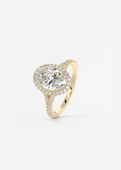 Oval Halo & Pave , Split Shank Lab Grown Diamond Engagement Ring