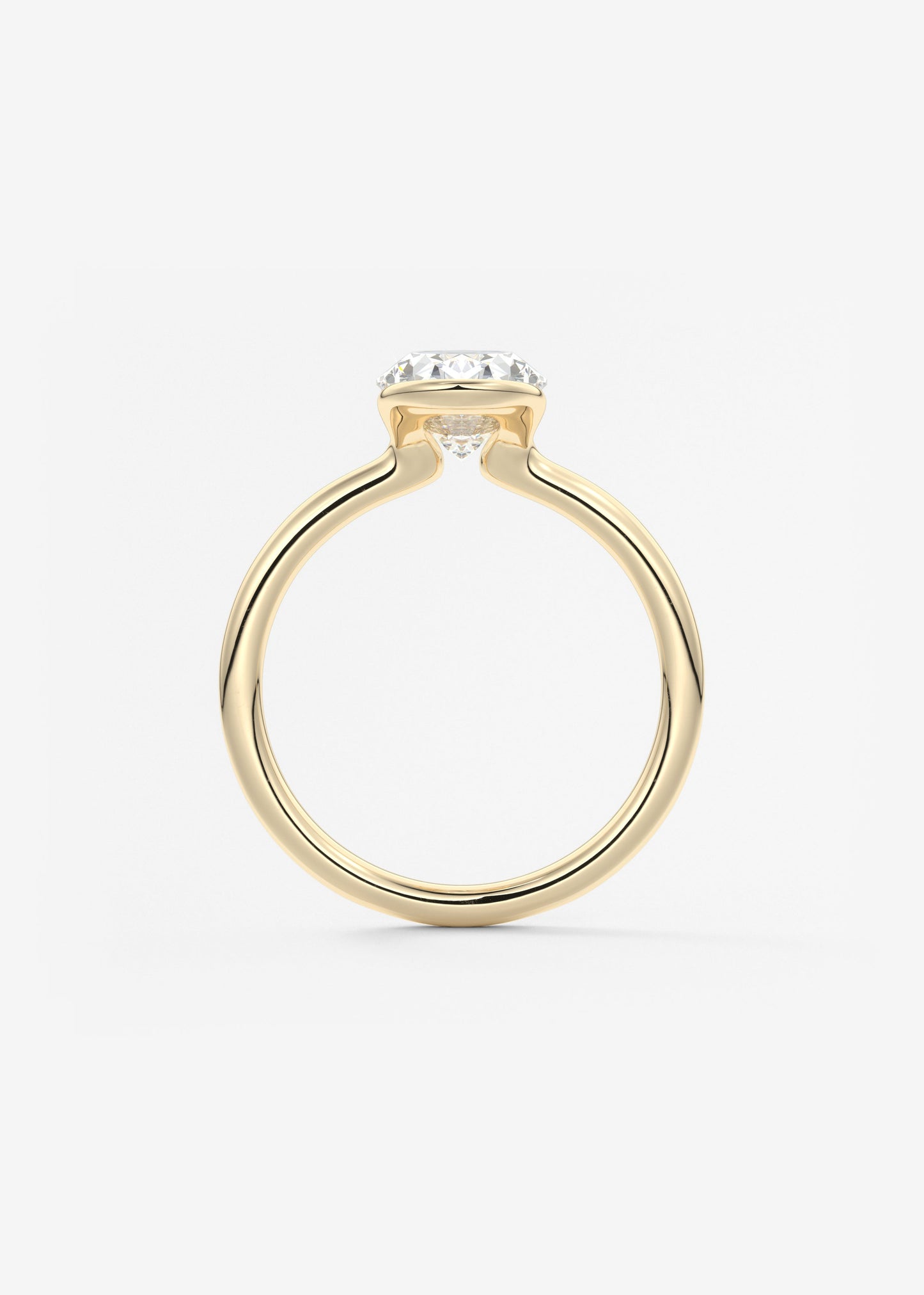 Oval Half Bezel Lab Grown Diamond Engagement Ring