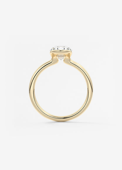 Oval Half Bezel Lab Grown Diamond Engagement Ring