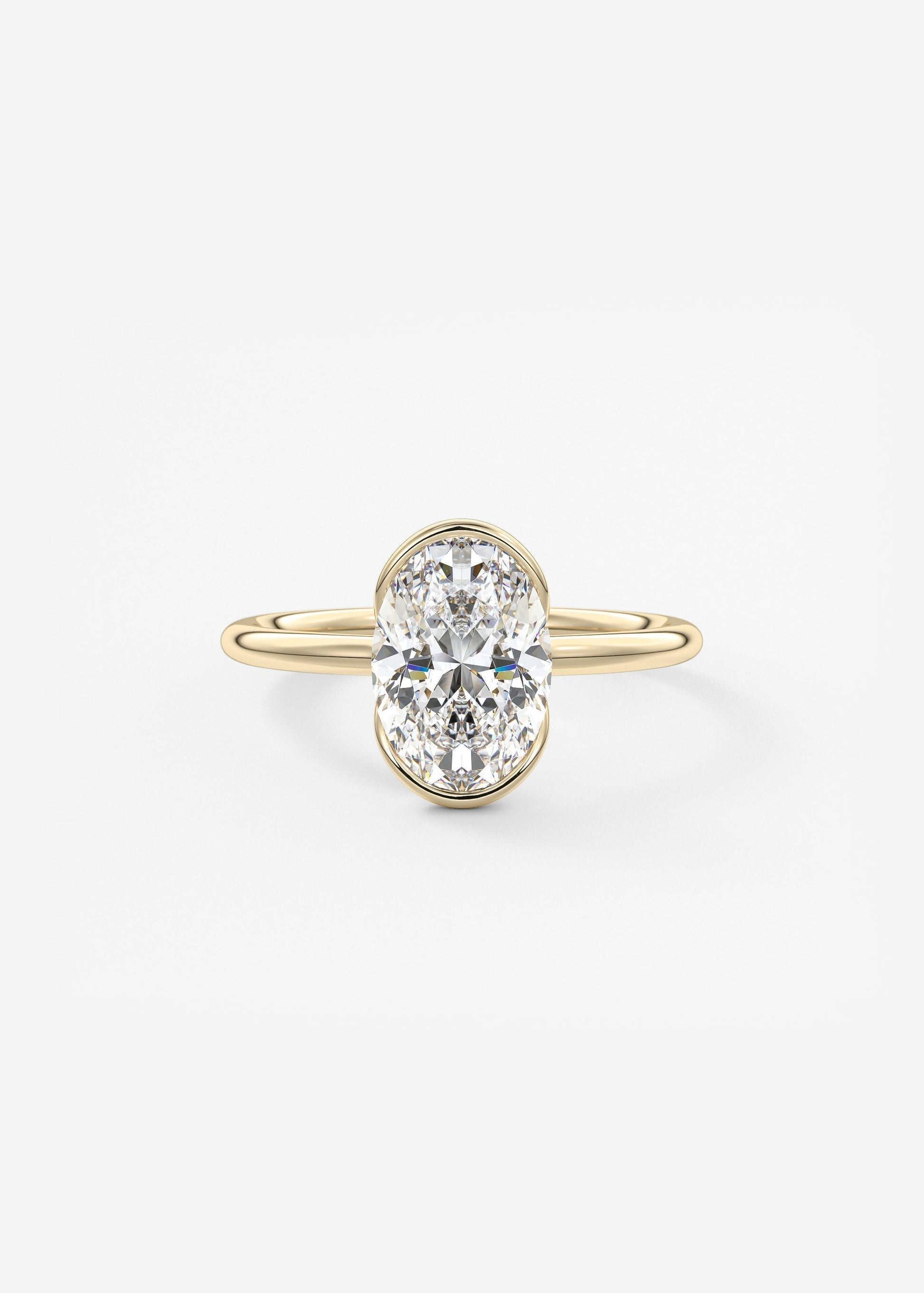 Oval Half Bezel Lab Grown Diamond Engagement Ring