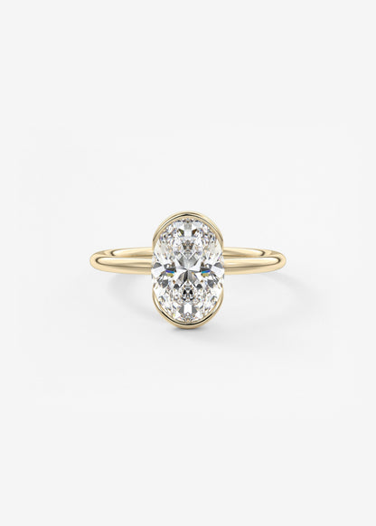 Oval Half Bezel Lab Grown Diamond Engagement Ring