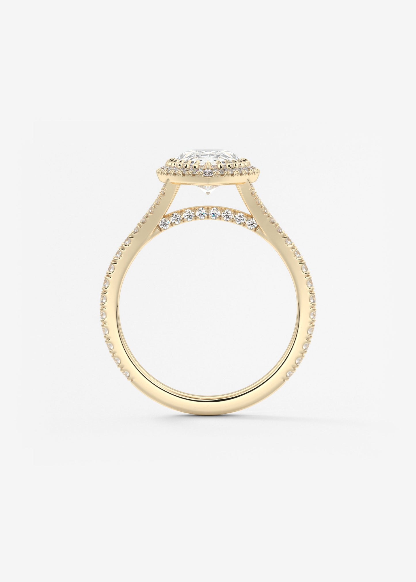 Pear Halo & Pave , Split Shank Lab Grown Diamond Engagement Ring