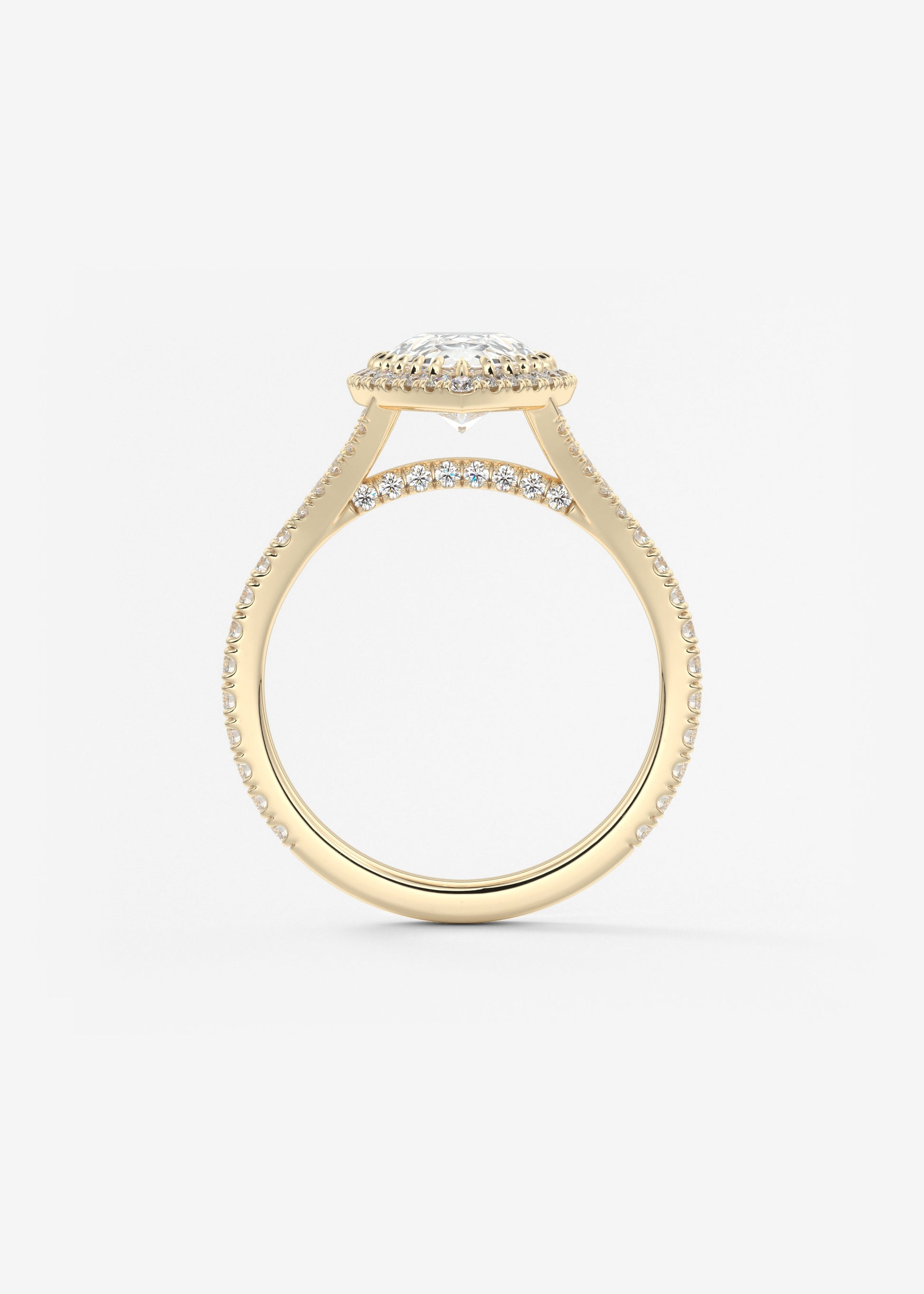 Pear Halo & Pave , Split Shank Lab Grown Diamond Engagement Ring