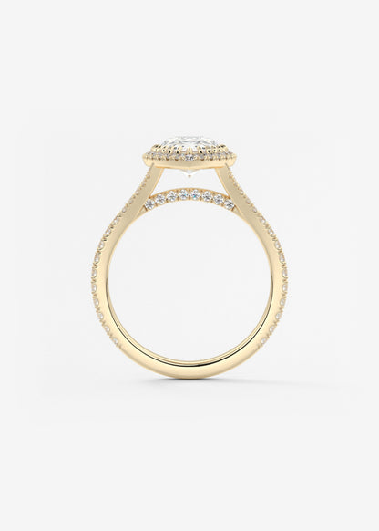 Pear Halo & Pave , Split Shank Lab Grown Diamond Engagement Ring