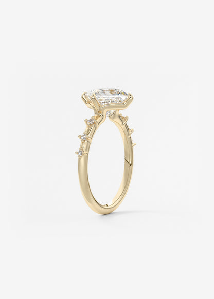Princess East West Dainty Pave Lab Grown Diamond Engagement Ring