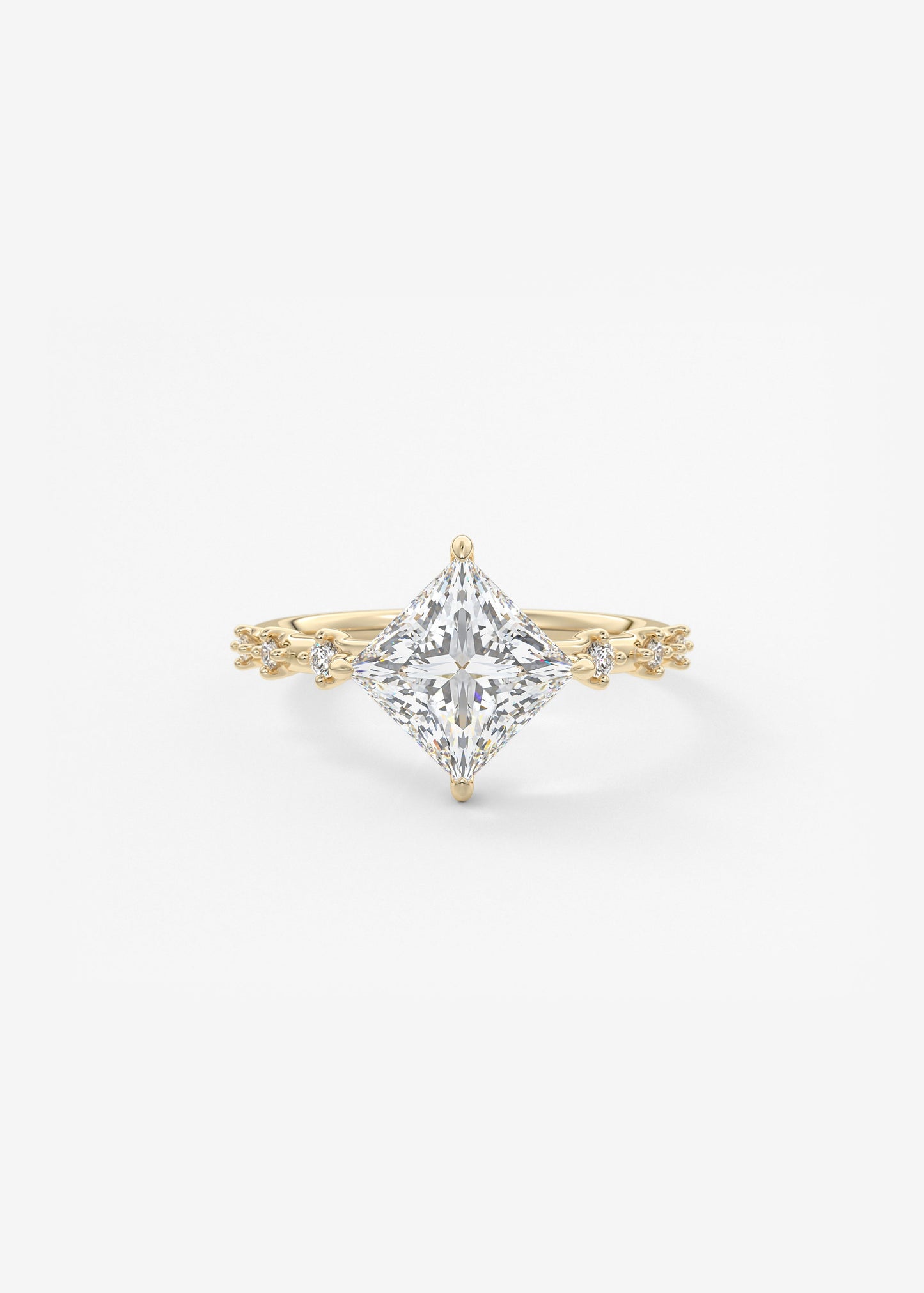 Princess East West Dainty Pave Lab Grown Diamond Engagement Ring