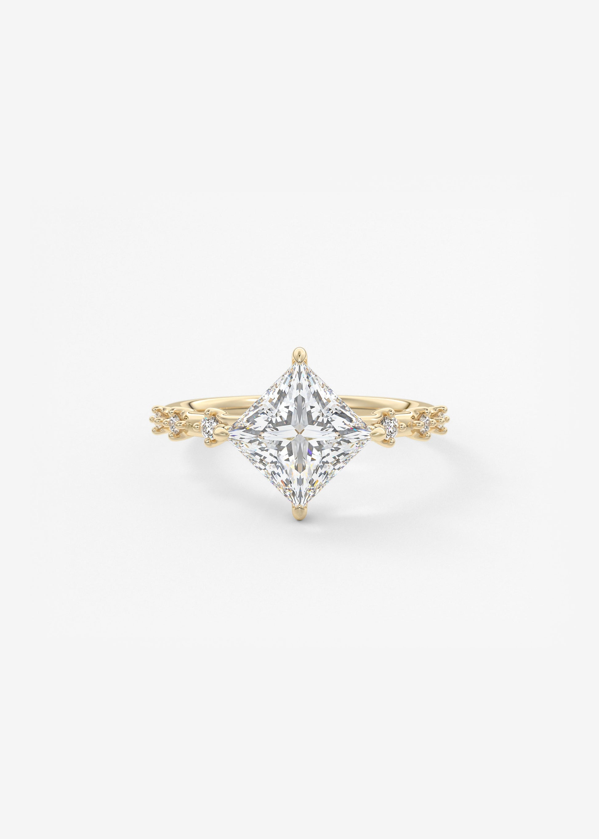 Princess East West Dainty Pave Lab Grown Diamond Engagement Ring