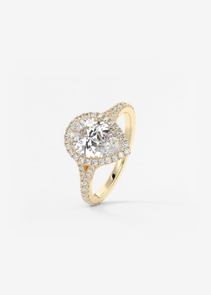 Pear Halo & Pave , Split Shank Lab Grown Diamond Engagement Ring
