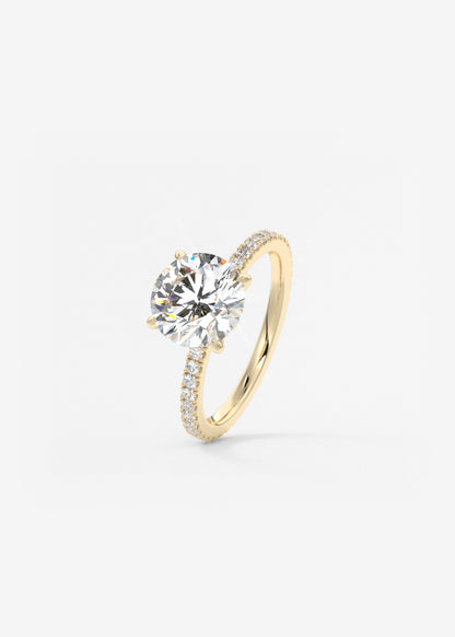 Round Pave Lab Grown Diamond Engagement Ring