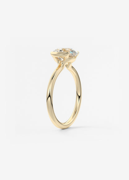Round Half Bezel Lab Grown Diamond Engagement Ring