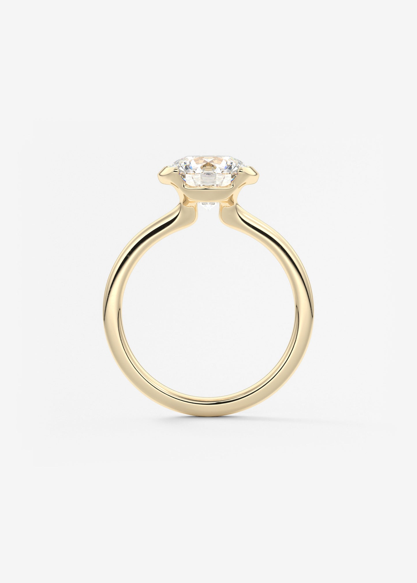 Round Half Bezel Lab Grown Diamond Engagement Ring
