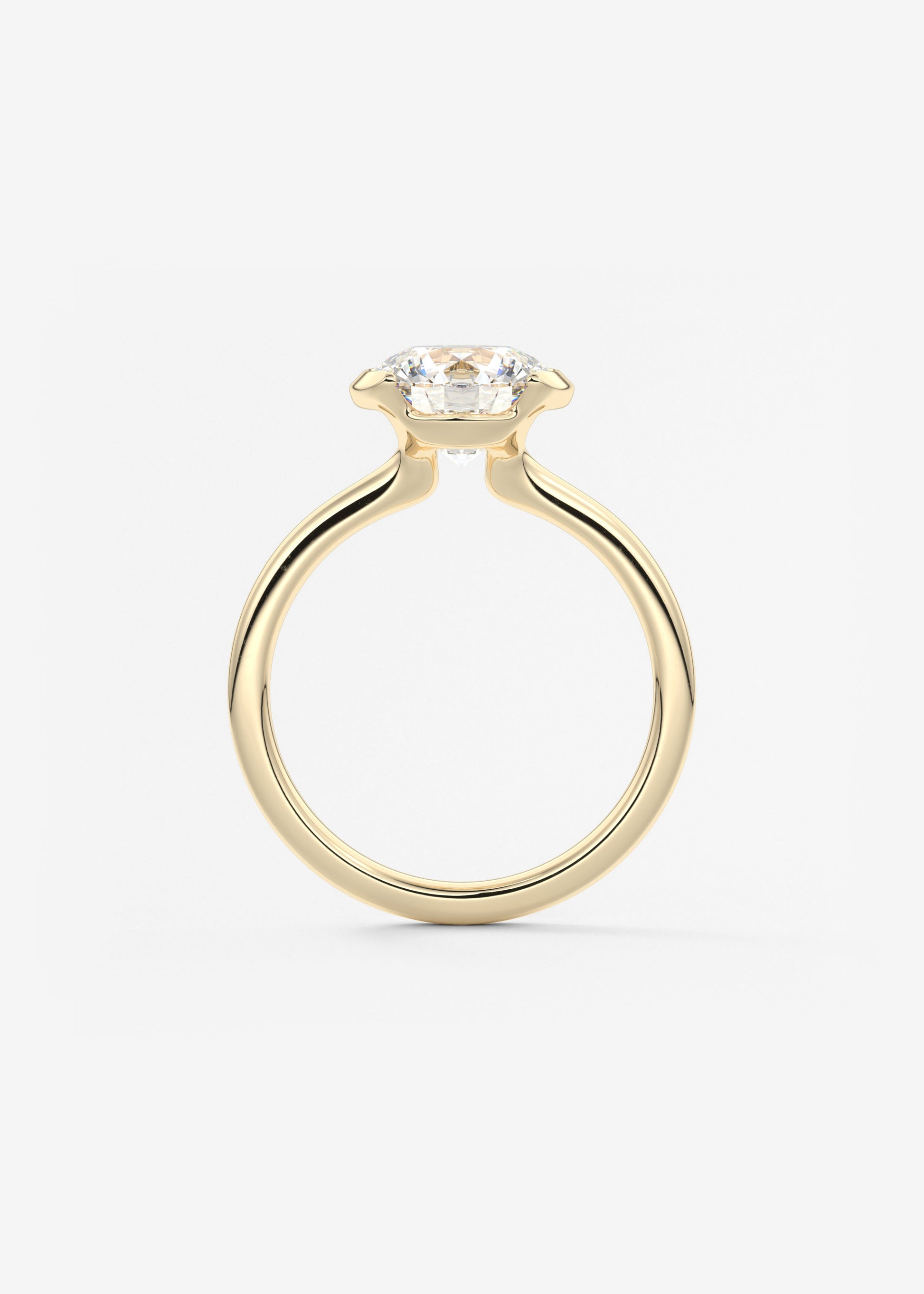 Round Half Bezel Lab Grown Diamond Engagement Ring